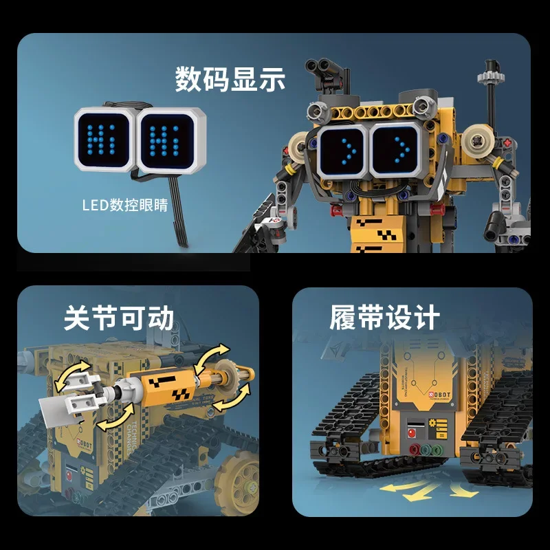 Robot per auto telecomandato programmabile 5 in 1 con espressione dello schermo a LED Blocchi di costruzione Fai da te Educazione per bambini Assemblaggio Giocattoli Regali