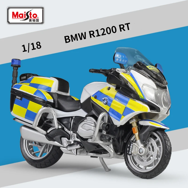 Maisto 1/18 BMW R1200RT Police Motorcycle Simulation Alloy Motorcycle Model Shock Absorbers Collection Toy Car Kid Gift