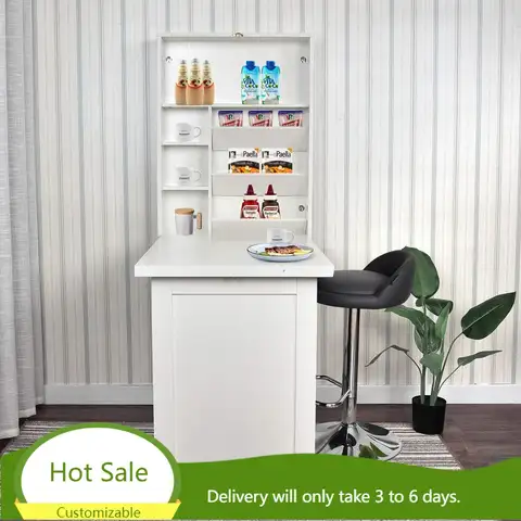 Wall Mounted Table, Fold Out Convertible Desk Multi-Function Computer Writing Home Office Wood