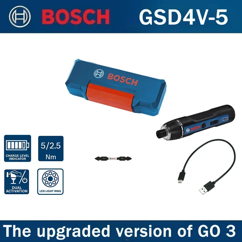 Bosch GSD4V-5 3.6V Cordless Electric Screwdriver, Precision Screwdriver Compact Power Tool for Electronics Repair & DIY Assembly