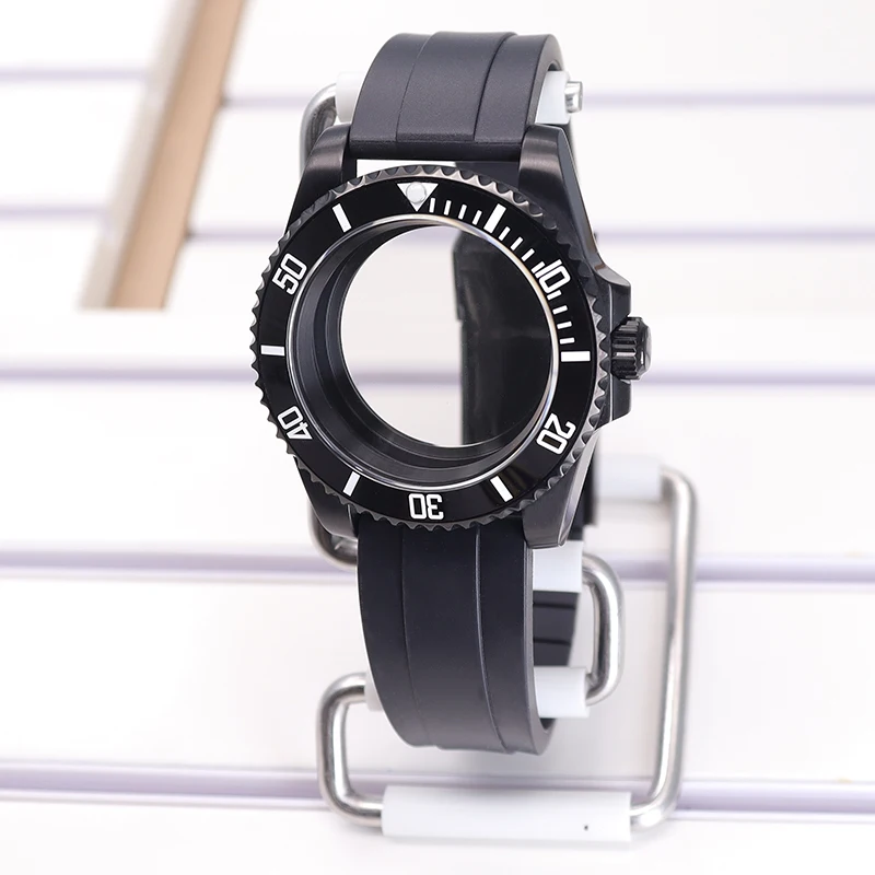 

10Bar Waterproof 40mm SUB Diving Watch Case Rubber Strap For Seiko NH35 NH36 NH38 NH34 Miyota 8215 ETA 2824 Movement 28.5mm Dial