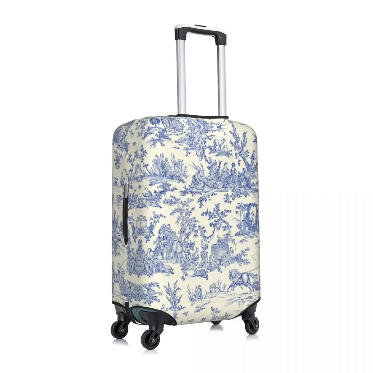 Fashion Traditional Navy Blue French Toile De Jouy Motif Pattern Luggage Cover Protector Dust Proof Travel Suitcase Covers