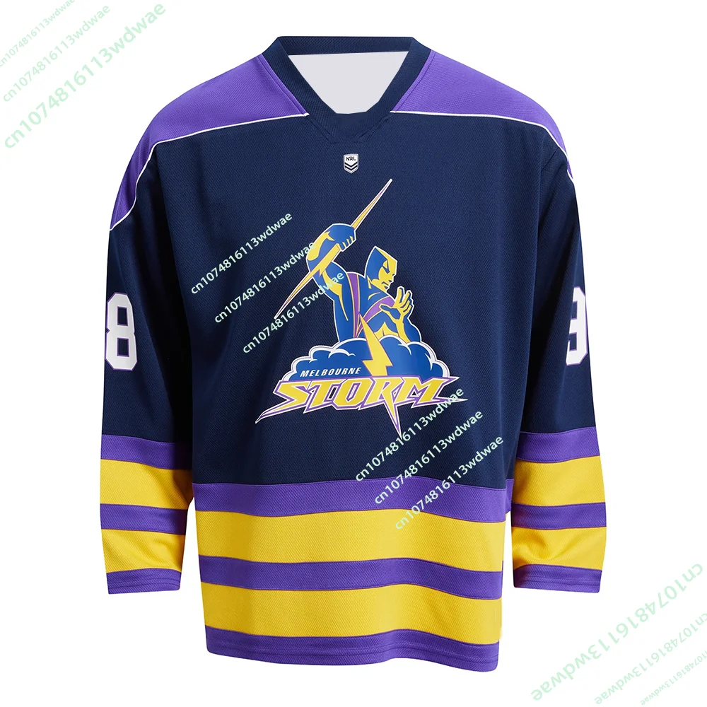 

Новейшая мужская хоккейная футболка 2026 NRL Australia Melbourne Storm с 3D-печатью, длинным рукавом, для спорта и повседневной носки, быстросохнущая, для мотоспорта