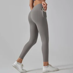 Damskie legginsy z kieszeniami spodnie do jogi legginsy gimnastyczne sportowe damskie Fitness z wysokim stanem damskie legginsy do biegania na trening kontroli brzucha