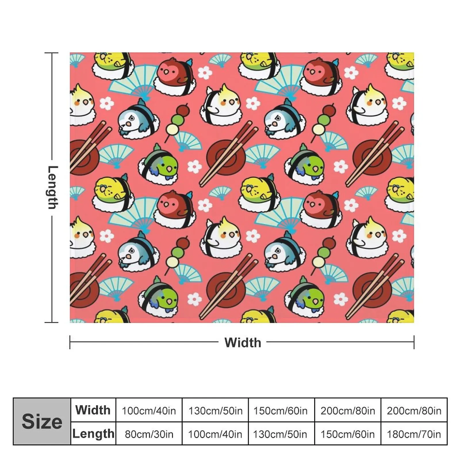 Sushi Time with Cody the Lovebird & Friends Throw Blanket funny gift Large Blankets