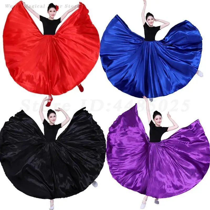 Adult Women's Dance Practice Costume Team Performance Long Latin Belly Dance Skirt 360 Degree Belly Flamenco Tango Dancer Skirts