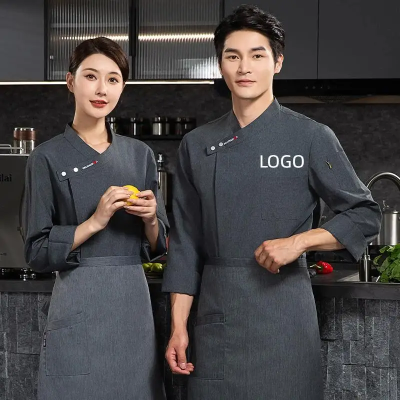 Hotel Kitchen Chef Uniform Long Sleeve Customized LOGO Male Female Restaurant Chef Work Clothes Cooking Waiter Jacket Embroidery
