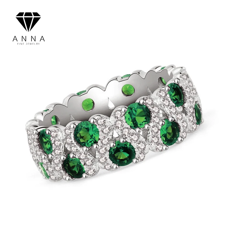 

Full Diamond Emerald Ring For Women Real 925 Sterling Silver Wedding Engagement Luxury Fine Jewelry Party Fashion Accessories