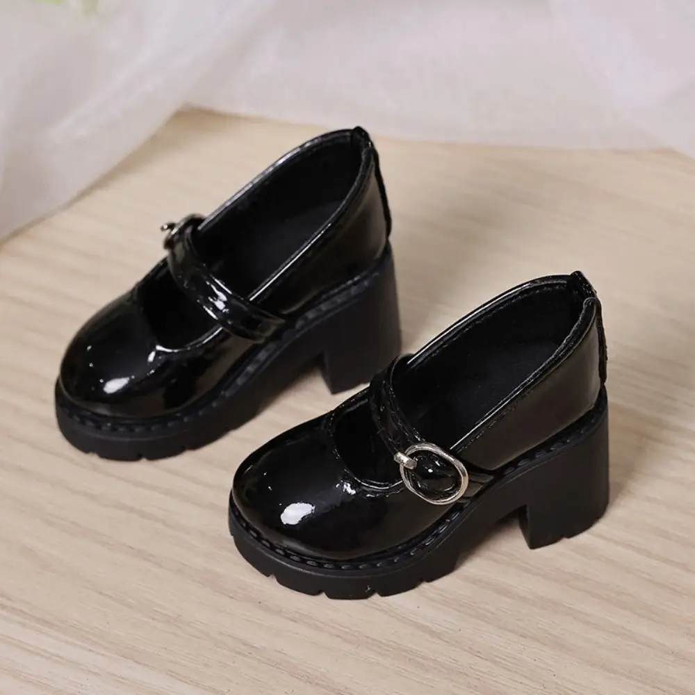 Mini-Schuhe, dicke Sohle, Bjd-Puppenschuhe, High Heels, Freizeitkleidung, Puppen-Lederschuhe, 6 cm x 3 cm, Schwarz, Braun, 1/4 Puppenschuhe, Mädchen-Geschenk