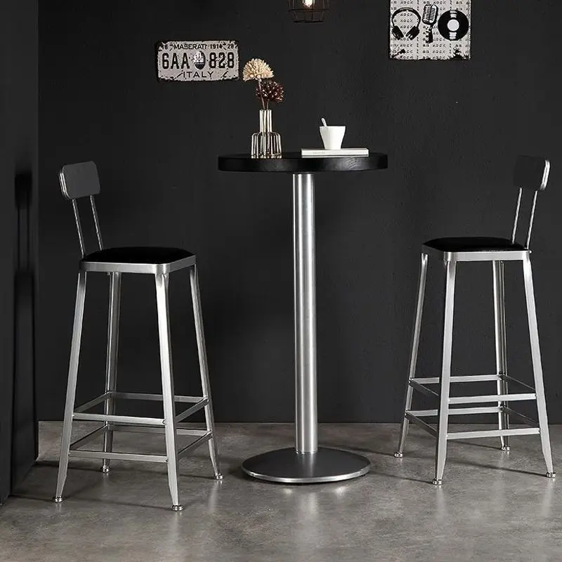 Wind wine bar chair wrought iron high simple home backrest high bar stool table and chair new hot-selling models