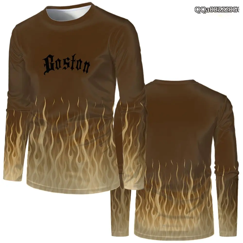 الهيب هوب الشرير القوطية نمط الرجال طويلة الأكمام تي شيرت عصري لهب طباعة الجرافيك القمم للجنسين الخريف الشارع الشهير Y2K الملابس