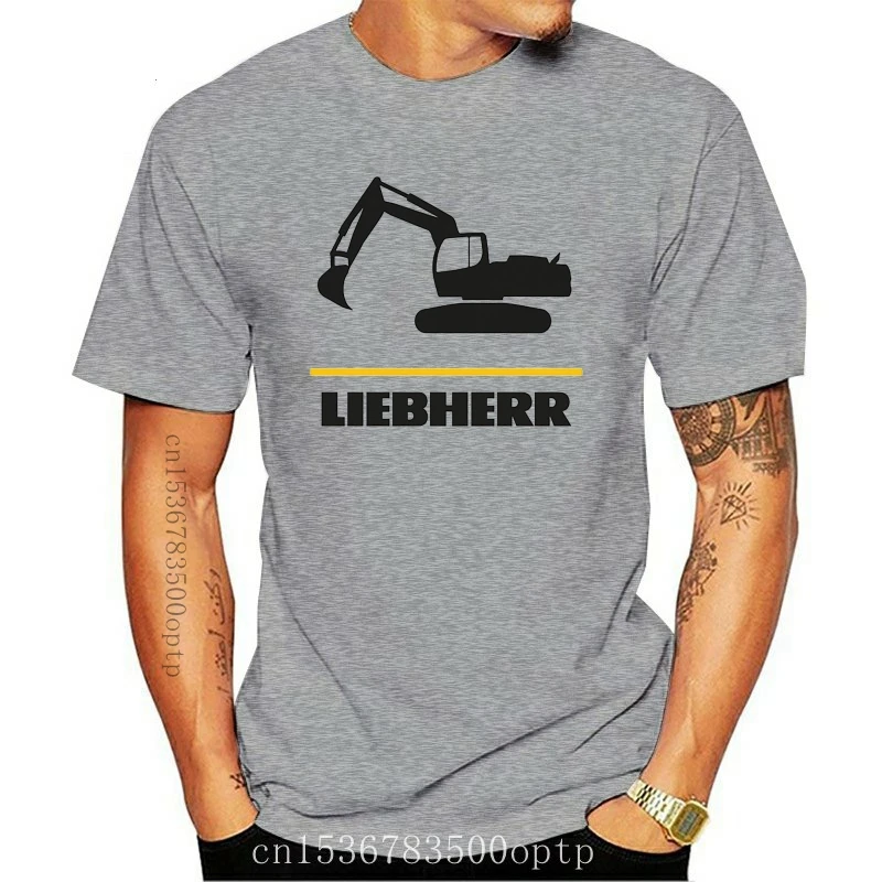 Mens Clothes Funny Men T Shirt White t-shirt Tshirts Black Tee  Liebherr Excavator Logo T-Shirt Classic Tops