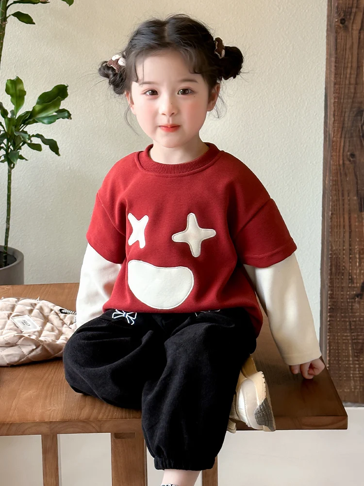 Mole de Manga Longa com Patchwork para Primavera e Outono, Casual e Faion, Novo 2025, Estilo de Roupas para Meninas Bebê...