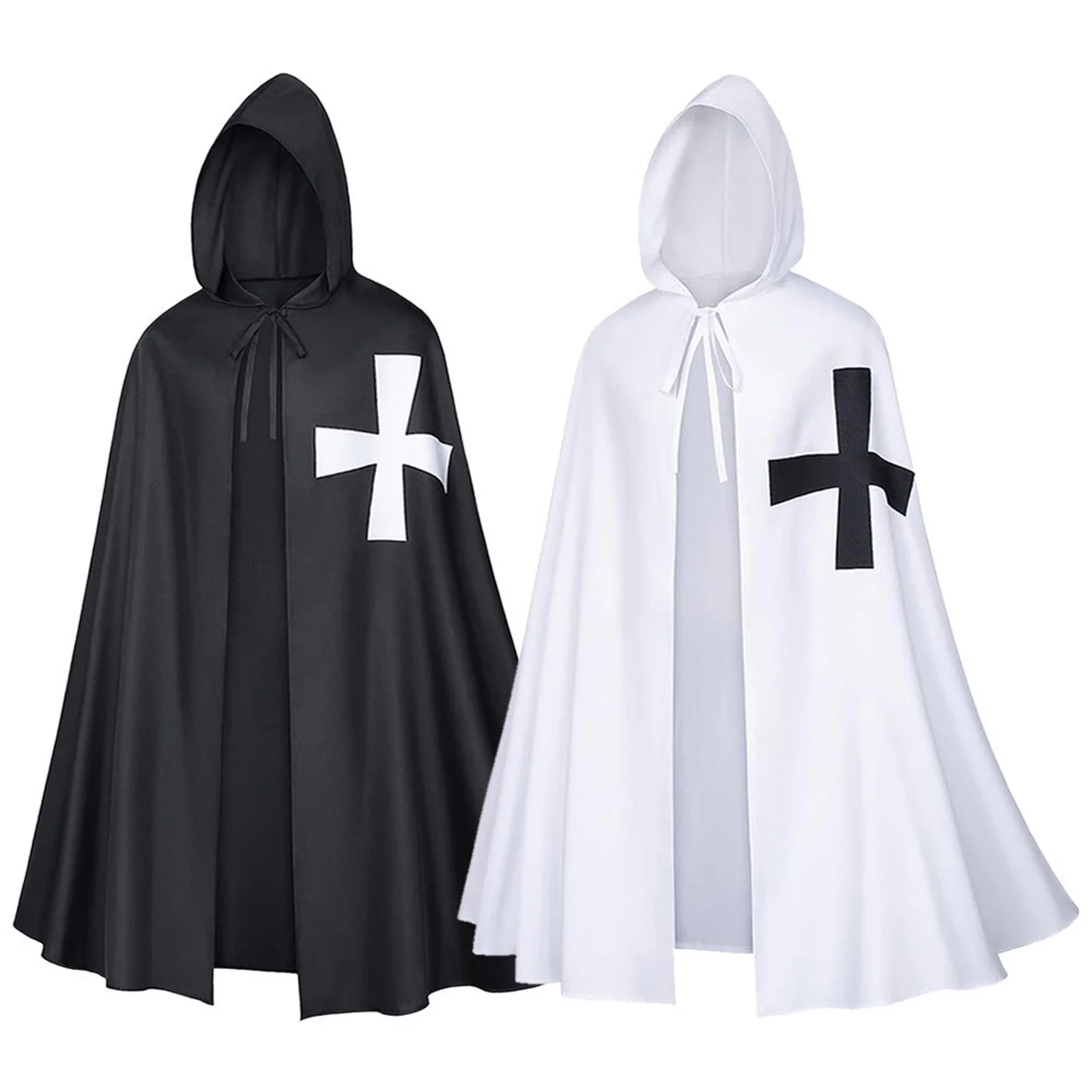 

Halloween Jesus Cloak Cross Print Medieval Knight Hooded Cape for Festival Themed Party Cosplay Costume Accessories