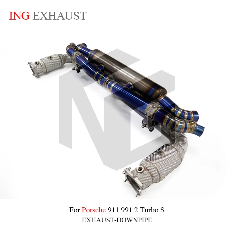 ING Exhaust Titanium alloy Catback for Porsche 911 991.2 Turbo 3.8T Electric Valve Auto Downpipe Performance Muffler system