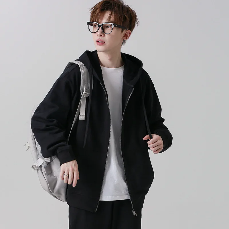 Unisex Hoodies Men's 330g Terry Cloth Zipper Hoodie Coat Custom Logo Cotton Thickened Solid Color Hooded Cardigan Jacket Women