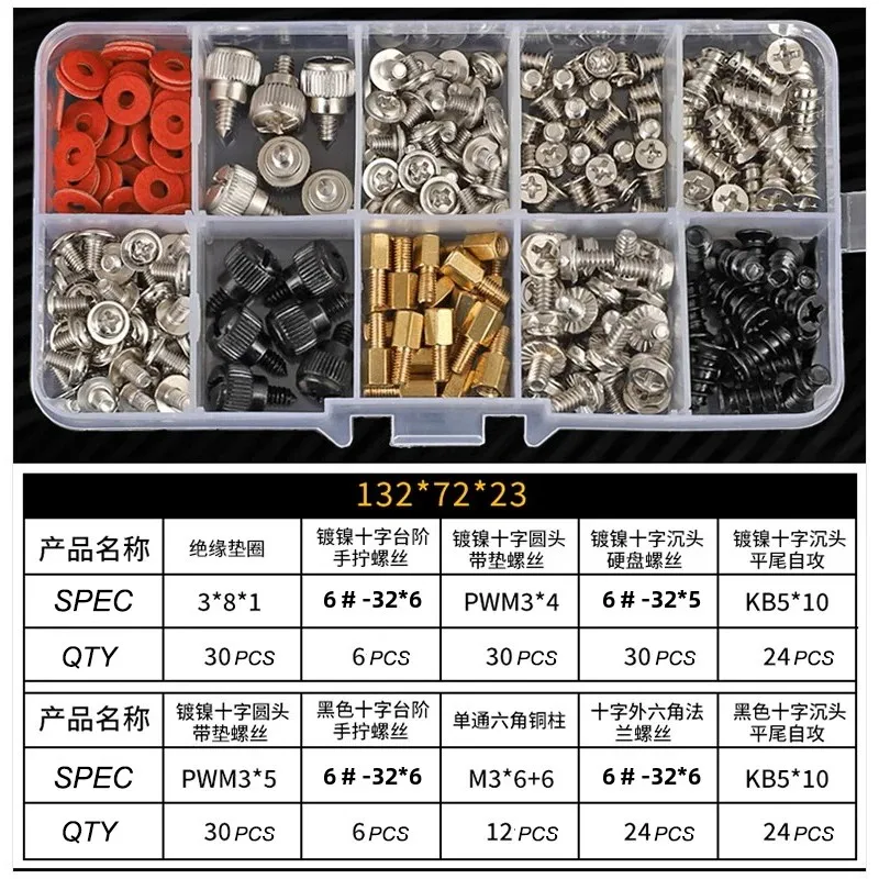 Desktop Computer Screw Kit - Chassis Hand Screws Motherboard Optical Drive Mechanical Hard Drive Power Supply Fan Installation