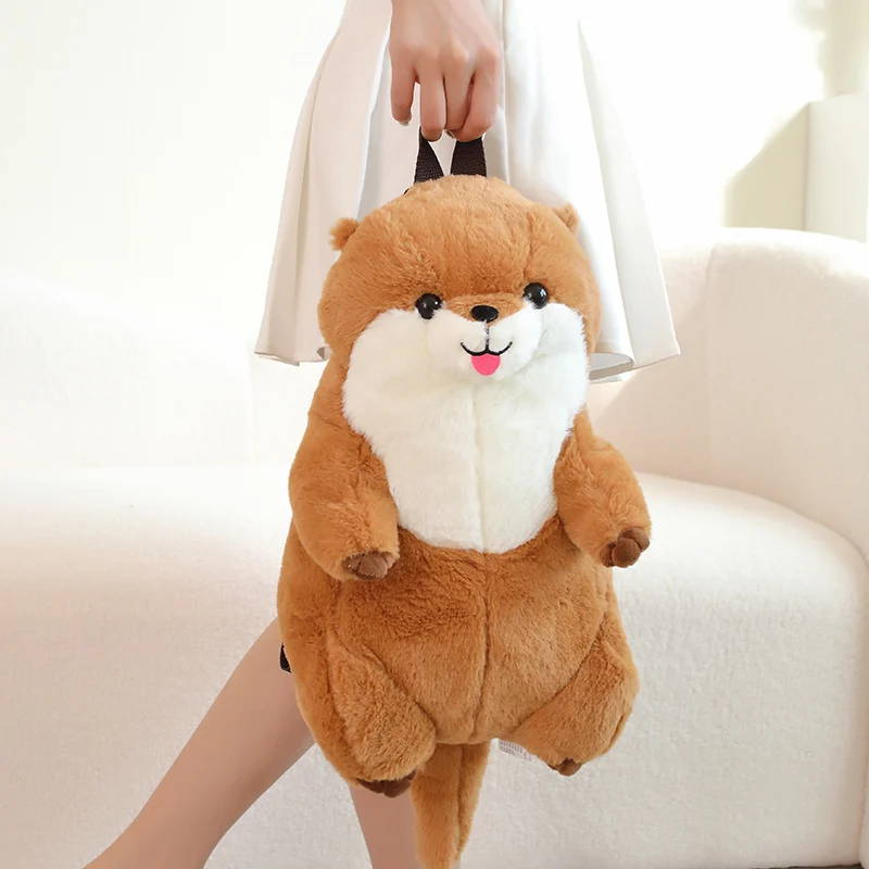 50cm Sea Otter Plush Backpack Cartoon Cute Plush Toy Soft Stuffed Animal Shoulder Bag for Kids Girls Birthday Gifts