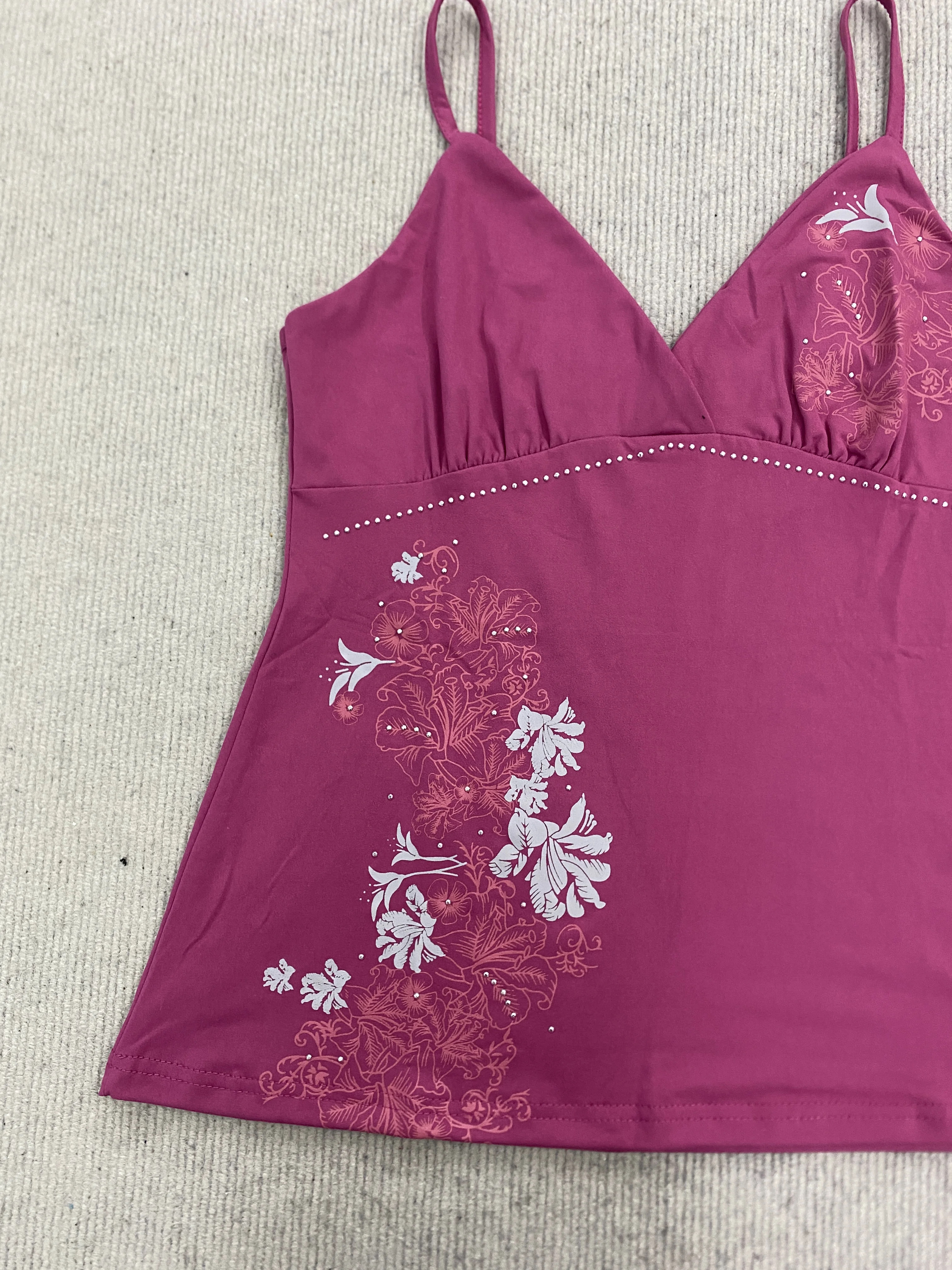 Vintage Retro Damen-Trägertop mit Schlanker Taille, Strass-Verzierung und Bedrucktem Muster, Sexy Sommer-Oberteil für Frauen – Detail 11