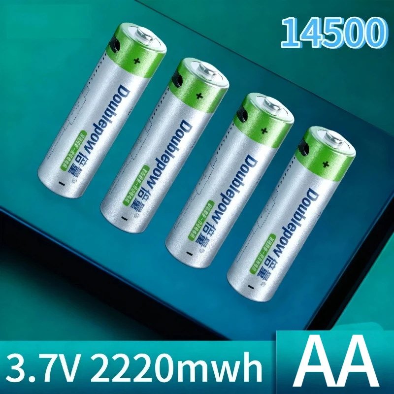 14500 Li-ion Rechargeable Battery 2220mWh AA Size 1.5V Lithium Ion with USB-C Charging Port for Flashlight Toy Mouse