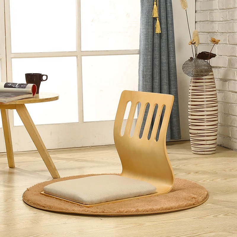 4pcs/lot Japanese Style Legless Chair Thick Cushion Seat Living Room Furniture Asian Tatami Floor Zaisu Chair Natural Finish image 6