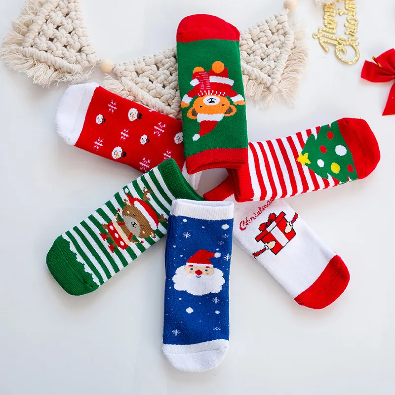 Baby Tube Socks Thickened Children's Socks Women's Terry Plush Cotton Christmas Рождественские Носки Calcetines Navideños크리스마스양말