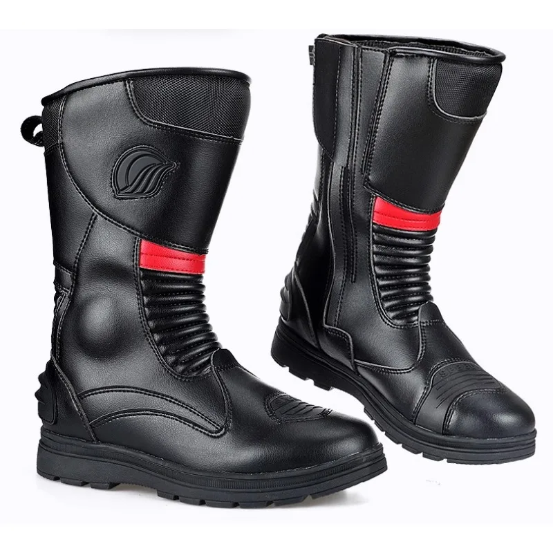 Boots for Motorcyclist Man Four Seasons Anti-slip Waterproof Protection Motorcycle Pull Boots Cross-country Riding Equipment