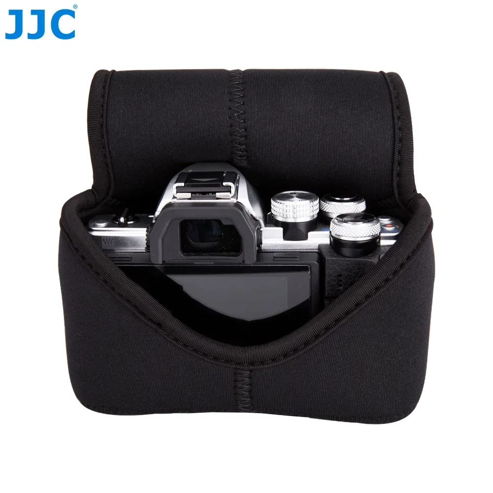 JJC Miękkie neoprenowe etui na aparat Kompaktowa torba ochronna z wewnętrznym paskiem zapobiegającym zgubieniu do Sony ZV-E10 A6500 A6400 A6300 A6100 A6000