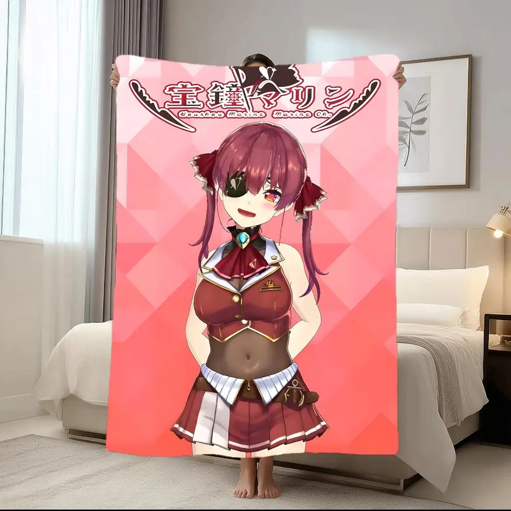 Vtuber H-Houshou MarineS Throw Short Plush Throw Blanket Soft Skin-Friendly Multi-Scene Home Office