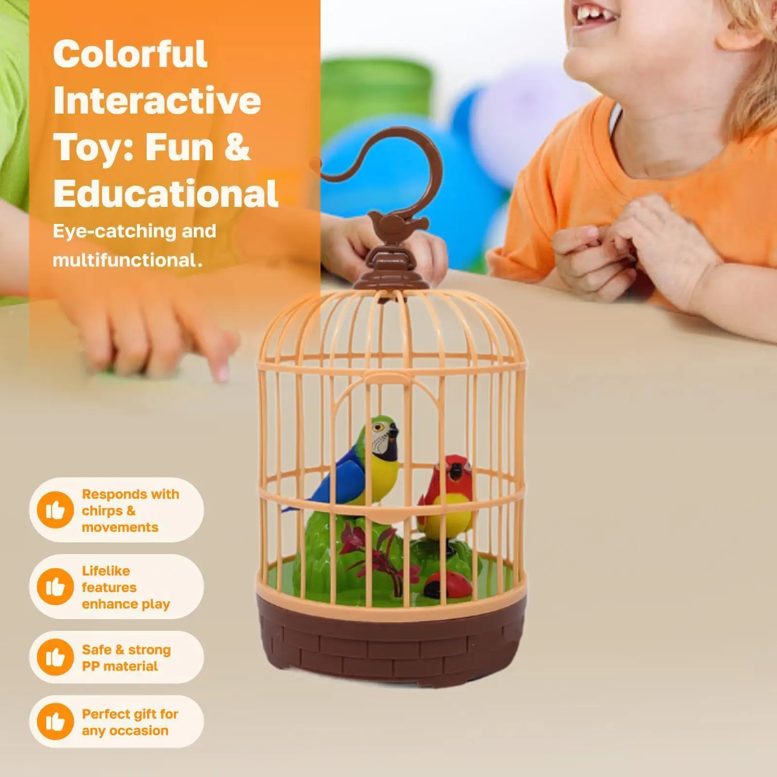 노래하고さえ는 새장 속 새, 음성 인식 움직임, 방 장식품 선물, 아이들과 아기를 위한 말하고さえ는 날개날림