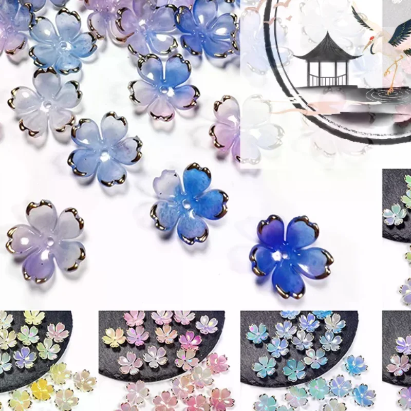 

50Pcs New 19MM Acrylic Cherry Blossoms Flower Beads Petals Charm Connectors Diy Earrings Hair Jewelry Making Resin Acessories
