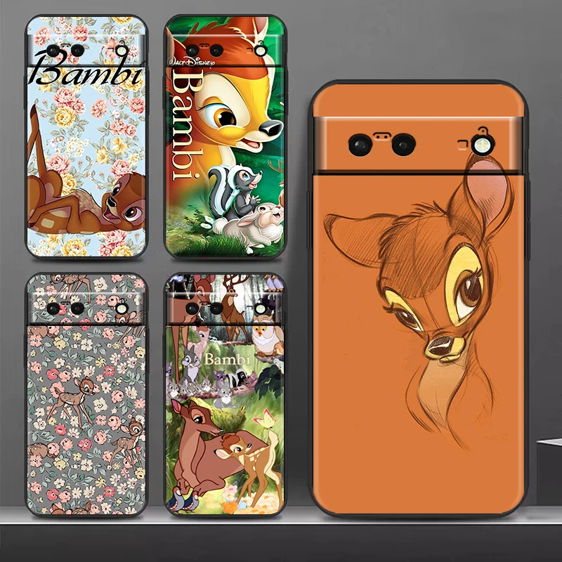 

Bambi Deer Disney For Google Pixel 8 7A 7 6A 6 5A 5 4 4A XL 5G Black Silicon Shockproof Shell Phone Case