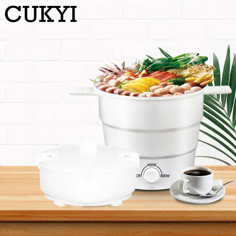 Multicooker Portable Cooking Machine Food Steamer Egg boiler Folding Silicone Kettle Hotpot Noodles Boiler For Travel 110V 220V