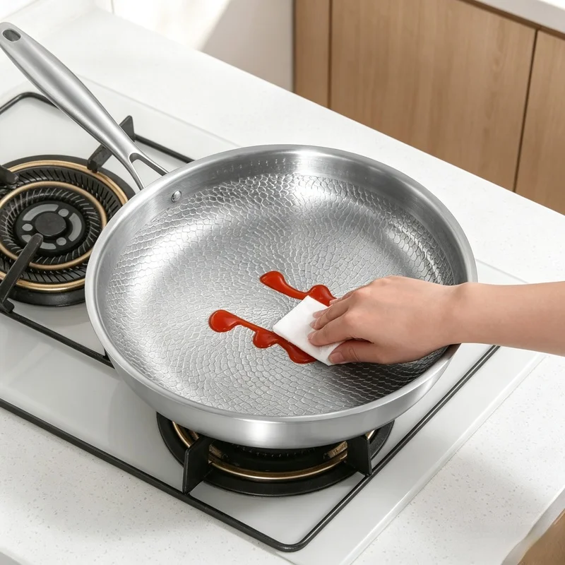 26/28/30cm Pure Titanium Uncoated Frying Pan, Fish‑Scale Hammer Pattern Healthy Cookware for Home Kitchen Cooking