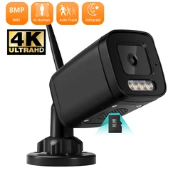 Caméra de surveillance bullet extérieure IP WiFi 4K 8MP/4MP, dispositif de sécurité sans fil, avec audio bidirectionnel, détection intelligente de la maison, CCTV ICN2