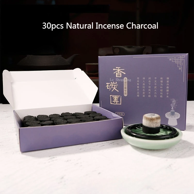 30pcs Incense Charcoal Natural Raw Materials/No Additives Incense Seal Furnace Fire Buried Carbon Hand Stove Warming Charcoal