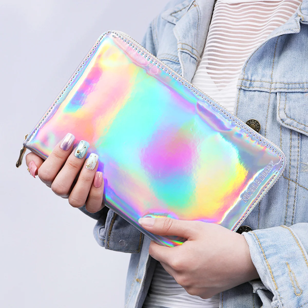 Fabric Shiny Pu Sheets Litchi Synthetic Vinyl Embroidery Glitter Paper Hologram Portable Matrials Faux Sheet Holographic