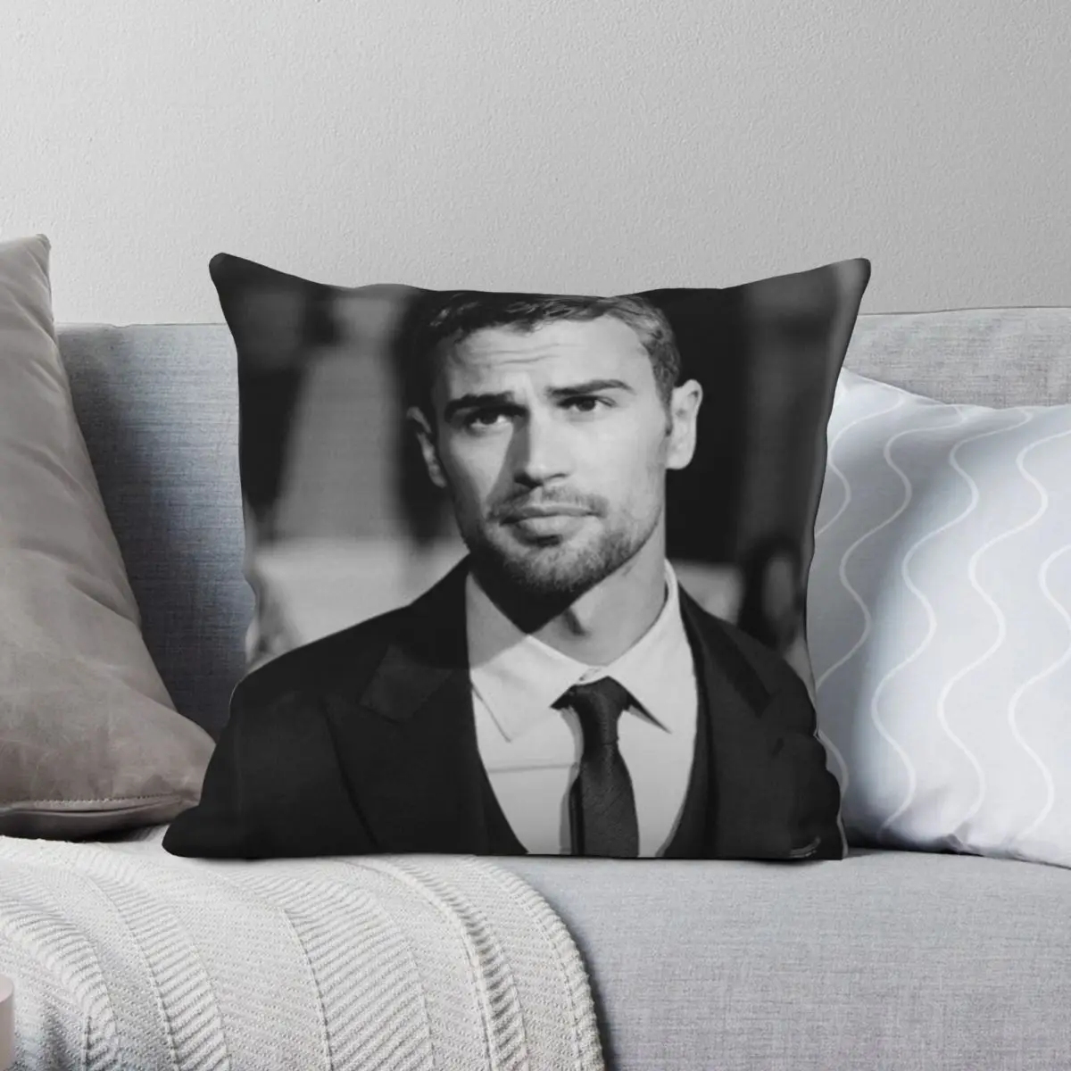 Theo James Square Pillowcase Polyester Linen Velvet Pattern Zip Decor Pillow Case Home Cushion Cover 18