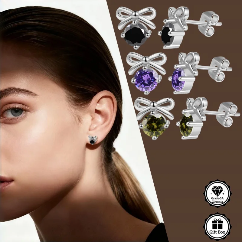LAMVOICE Schmuck für Damen/Ohrstecker mit Ohrringen, Weihnachtsgeschenk, Ohrstecker, 1 Karat Zirkonia, hypoallergen