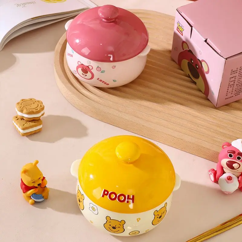 Disney animation Winnie the Pooh ceramic waterproof stew pot household double-eared bird's nest crock pot with lid soup stew pot