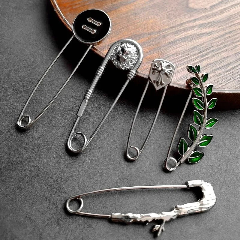 Electroplated White Glittered Large Safety Pin Preventing Spilla Brooches Personalized Decorative Accessories DIY Accessories