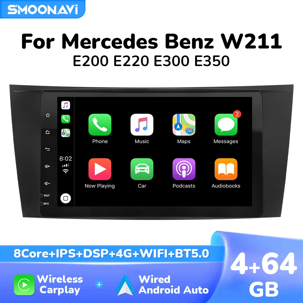 Wireless Carplay Car Radio Player For Mercedes Benz E-class W211 E200 E220 E300 E350E240 E270 E280 CLS CLASS W219 Android12 DSP