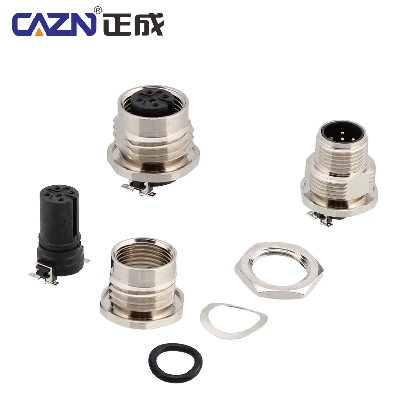 M12 SMD Type Socket 2-17 Pins Male&Female Metal Socket Automation Accessories Surface Mount Connectors