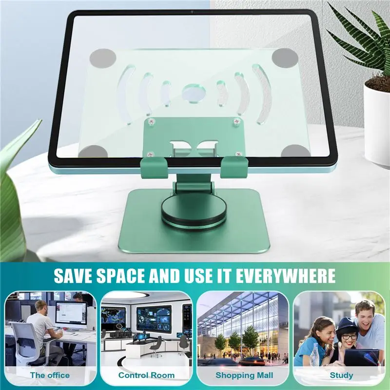 QWE-360° Rotating Tablet Stand Adjustable Portable Acrylic Desktop Stand For Tablets Up To 12.9 Inches B