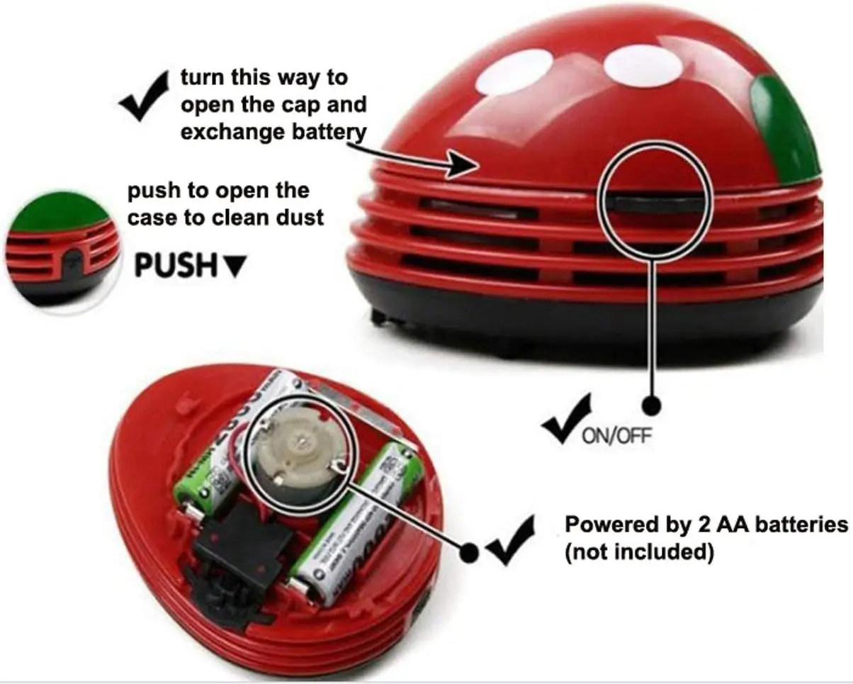 Ladybug Vacuum Cleaner - Mini Vacuum Cleaner Portable Corner Desk Vacuum Cleaner Mini Cute Vacuum Cleaner Dust Sweeper 1Pcs