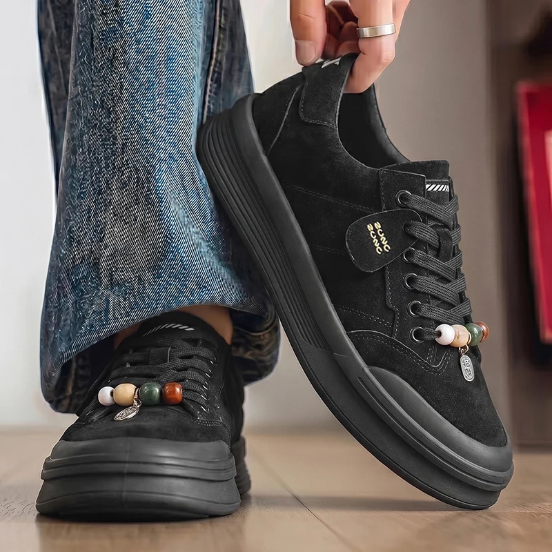 Beaded suede board shoes, casual shoes, thick soled versatile, student men's shoes, trendy shoes for all seasons-
