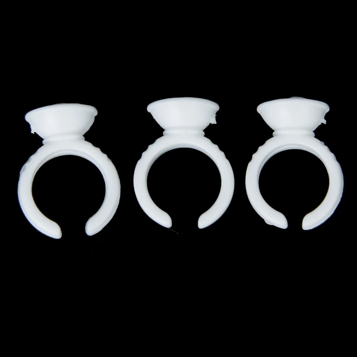 100 個プラスチック接着剤リングホルダー使い捨てまつげエクステンションアクセサリー白直径 13 ミリメートル使いやすい掃除不要