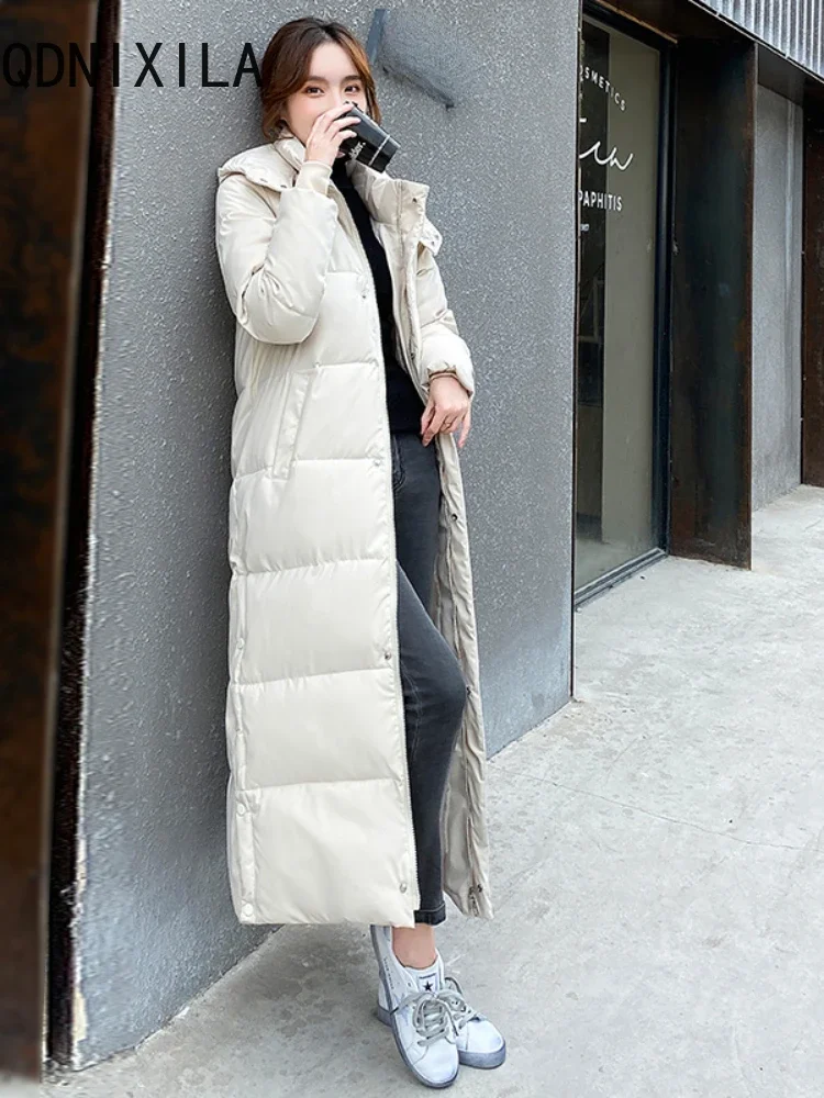 

Thick Jacket Women New Long Hooded Warm Puffer Jacket Long Sleeve Top Korean Fashion Down Padding Parka Coat Woman Winter 2024