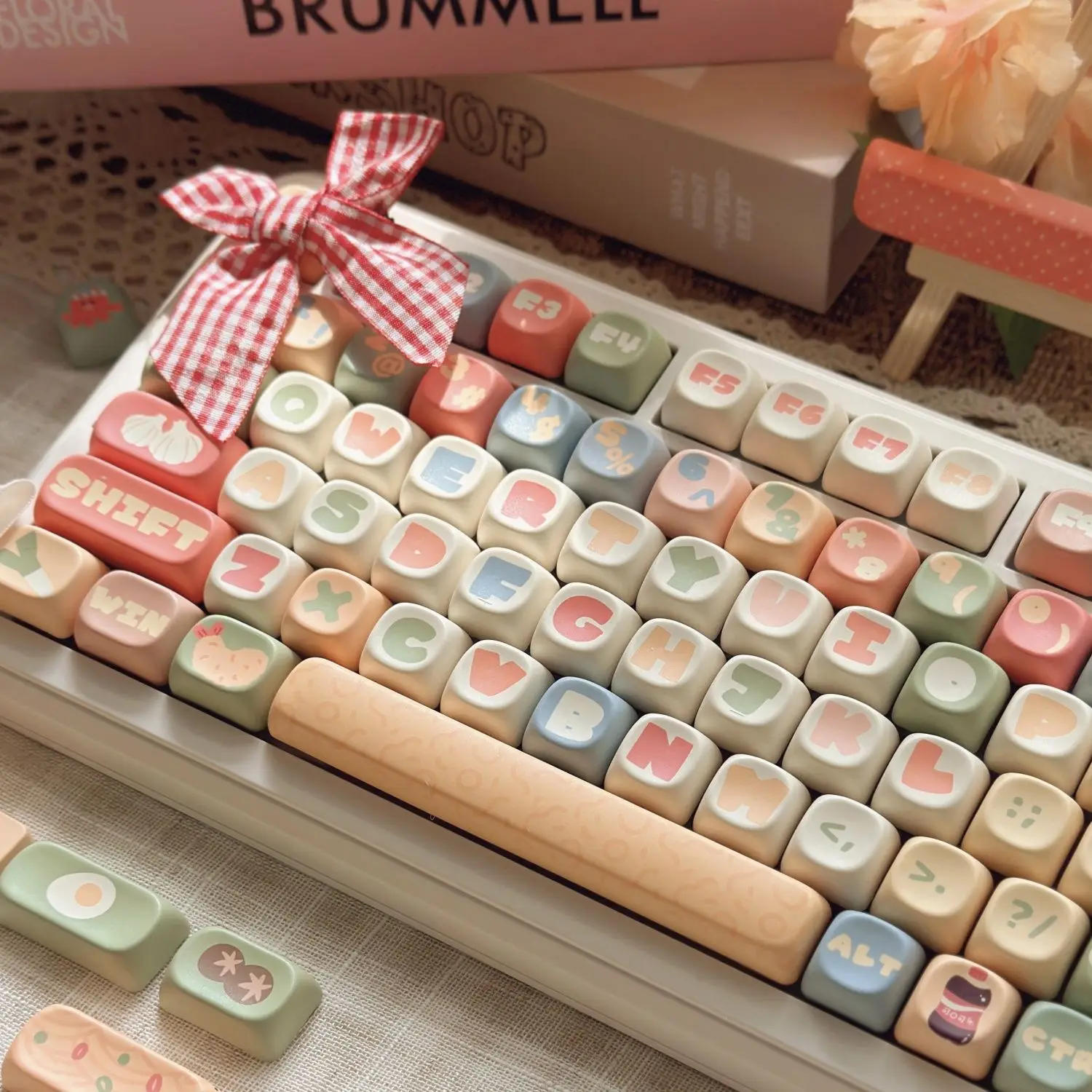 

132 клавиши, колпачки для клавиш с лапшой быстрого приготовления, MOA, высота, материал PBT, высокое качество, мультяшная личность, креативный крест, механическая клавиатура, колпачок для клавиш