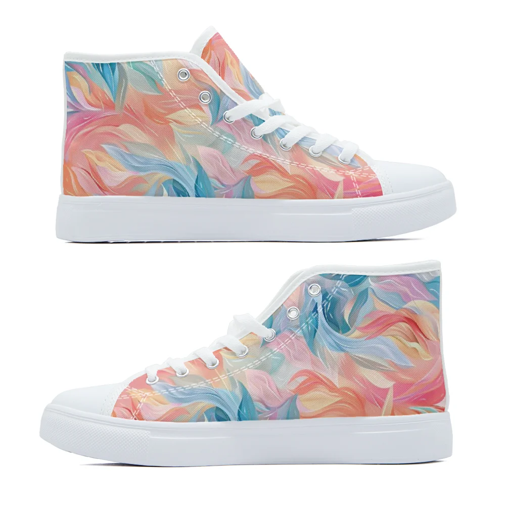 

Brightly colored graffiti art print casual high-top canvas shoes for women, a versatile fashion shoe for spring sneakers